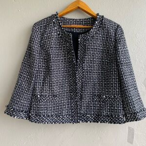 Ellen Tracy Women's Jacket open Blazer black and white size XL New with tags